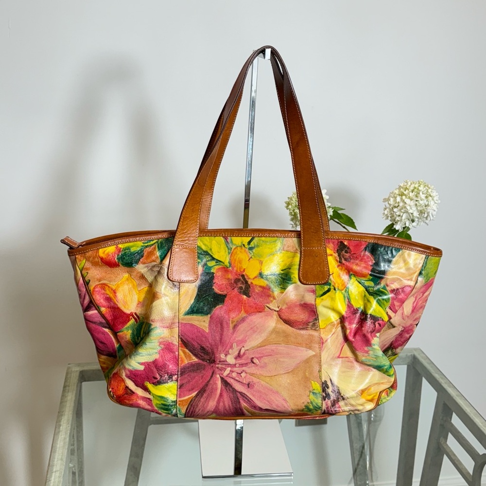 Maurizio Taiuti Italy floral purse tote handbag‎ genuine leather